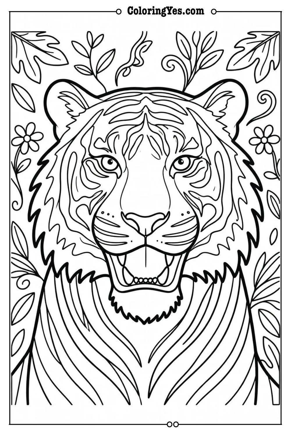 tiger face coloring page outline