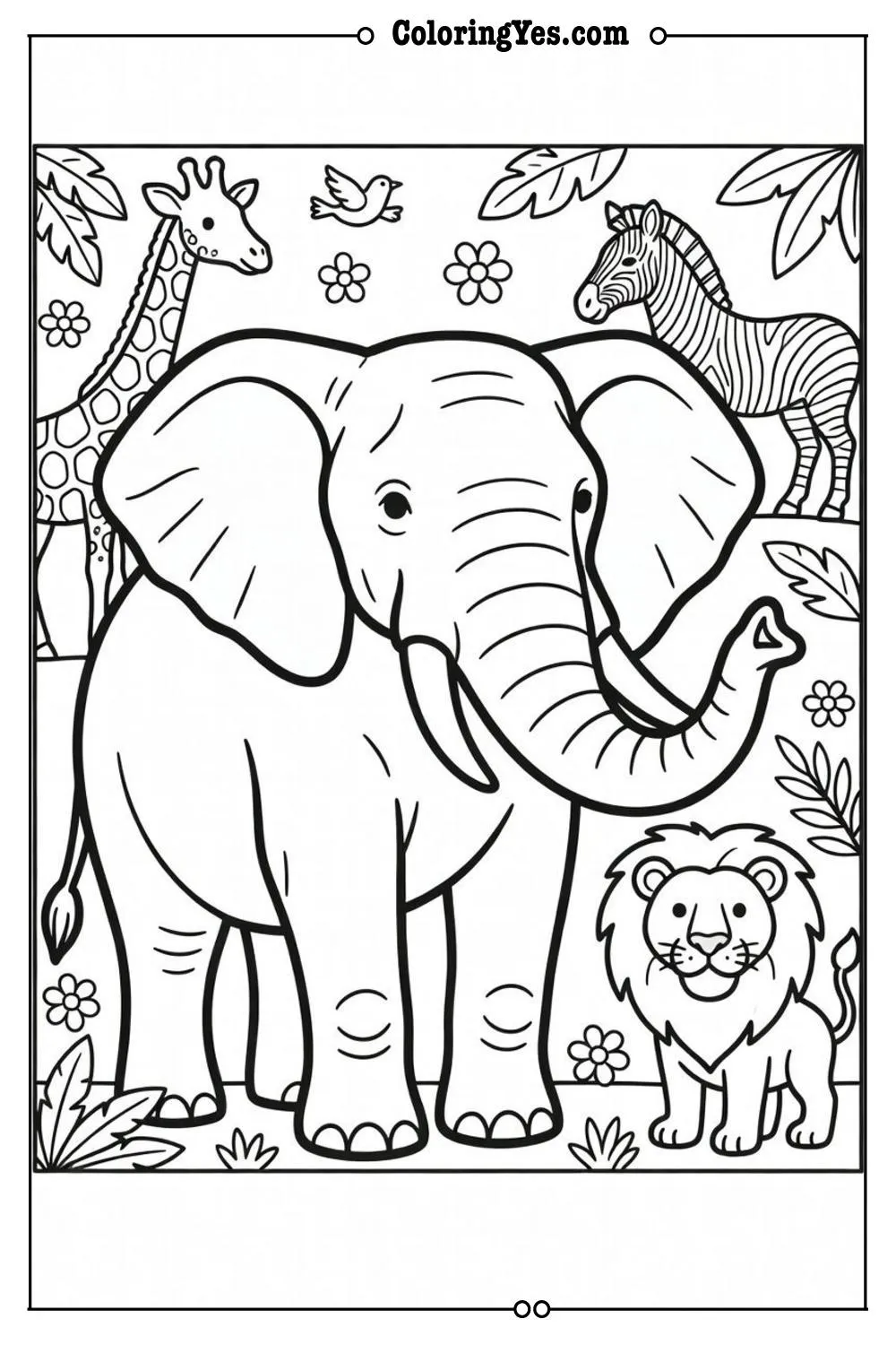 wild animals coloring page detailed