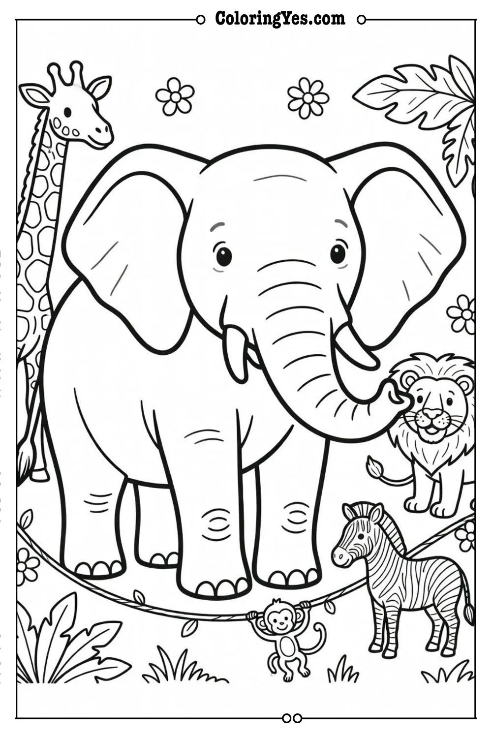 wild animals coloring page easy for kids