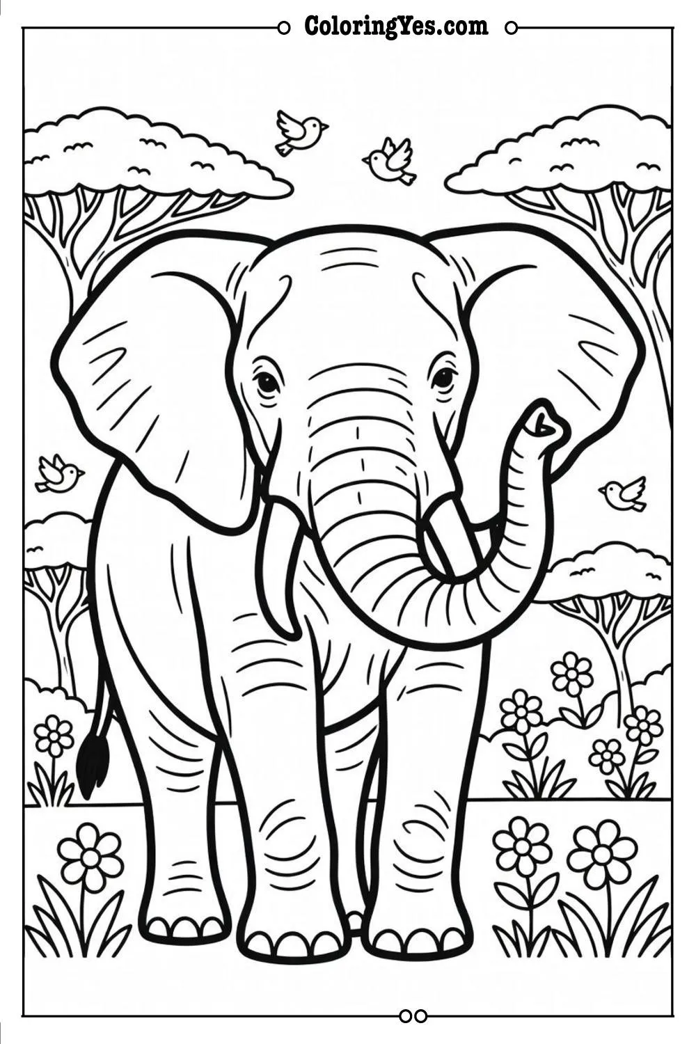 wildlife coloring page nature scene