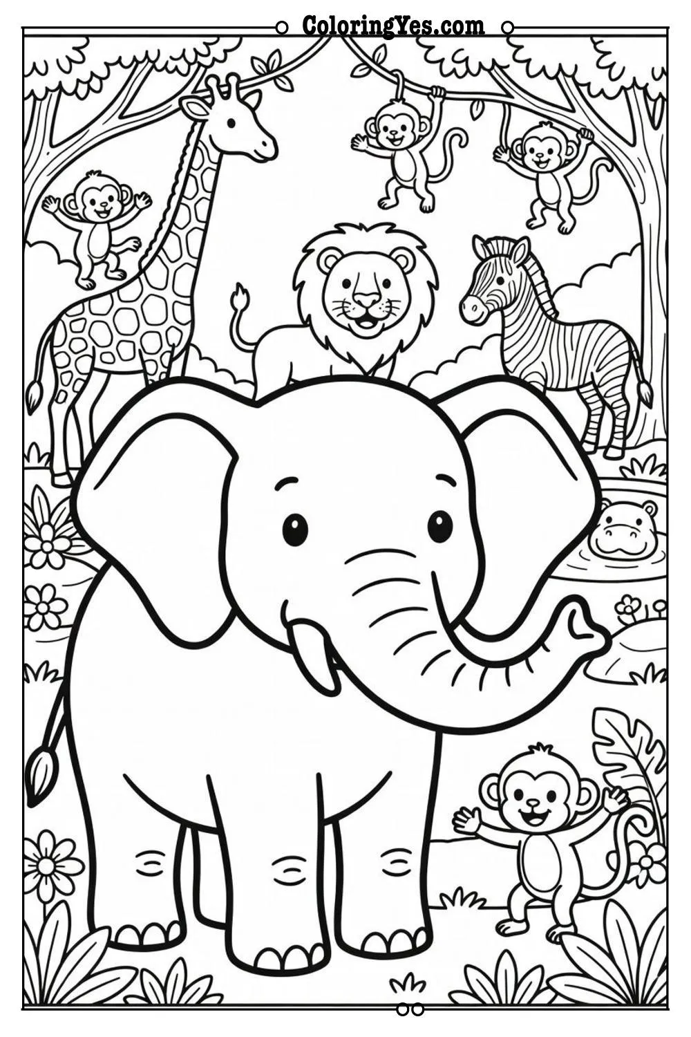 zoo animals coloring page fun