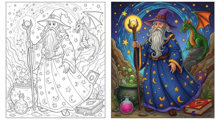 Wizard coloring pages