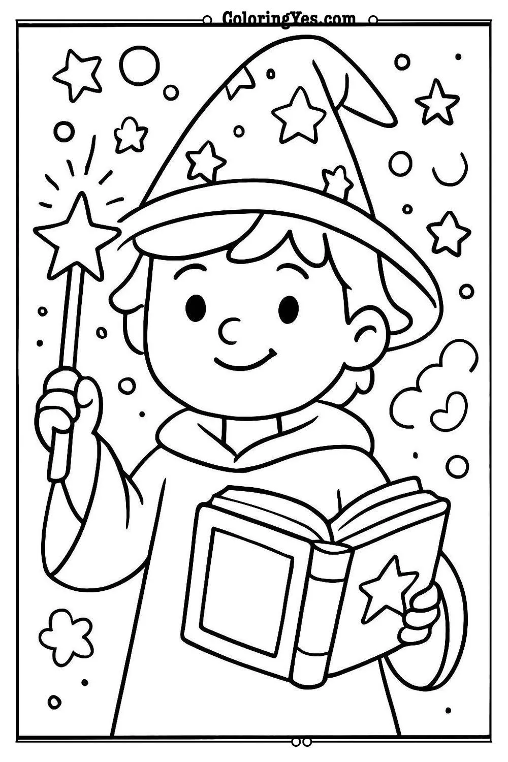 wizard book spell coloring page