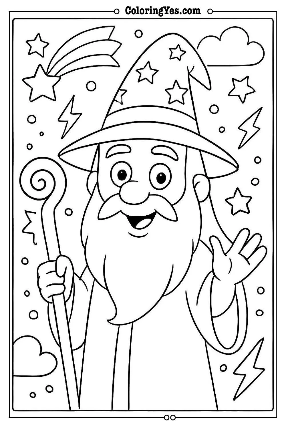 wizard coloring page fun activity kids