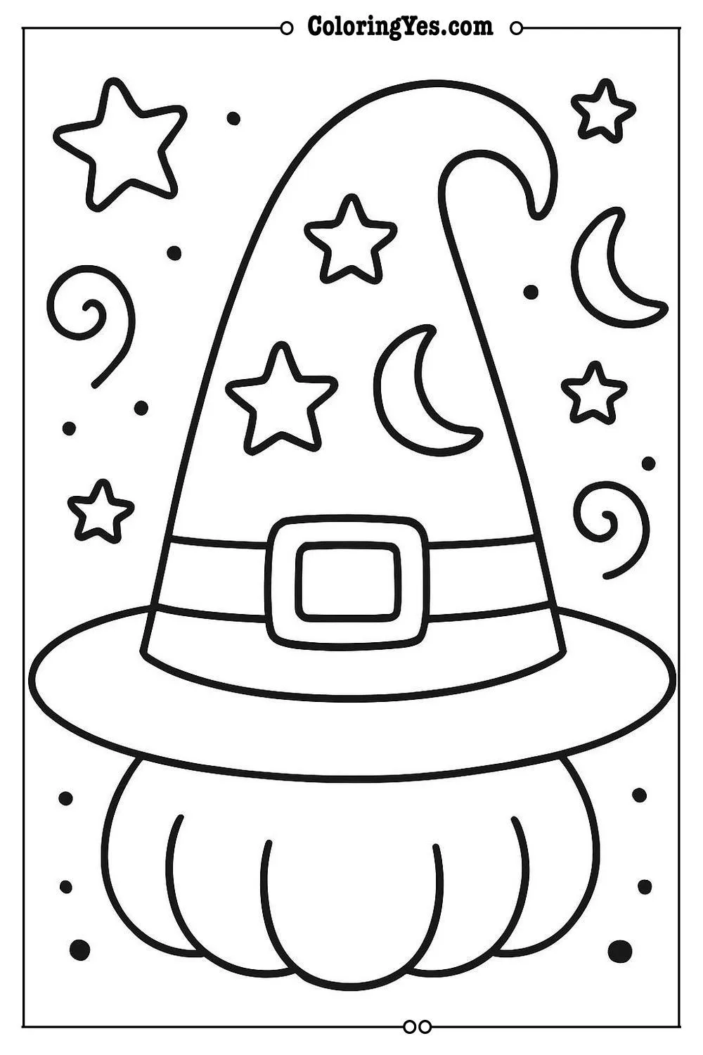 wizard hat coloring page simple outline