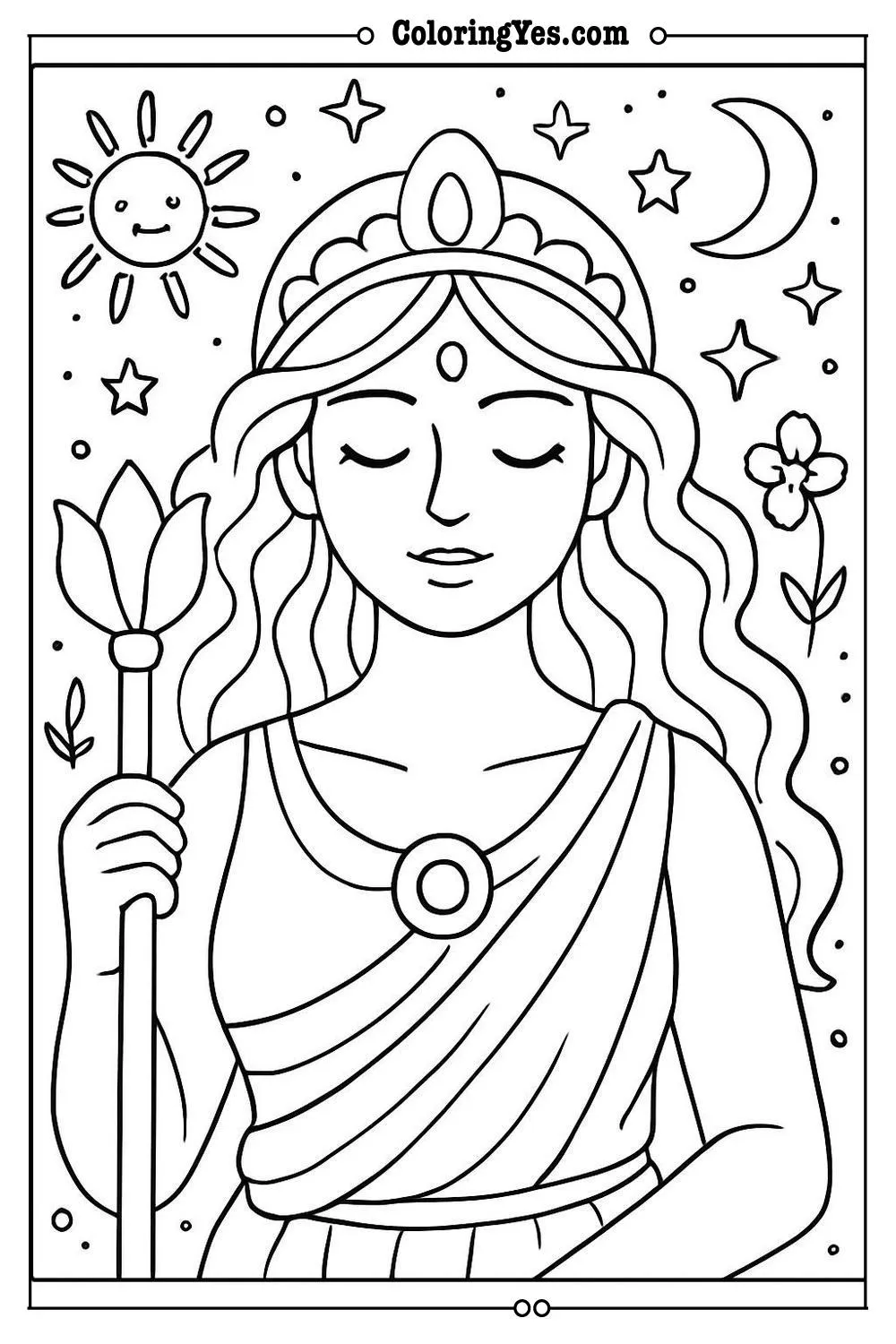 goddess woman coloring page