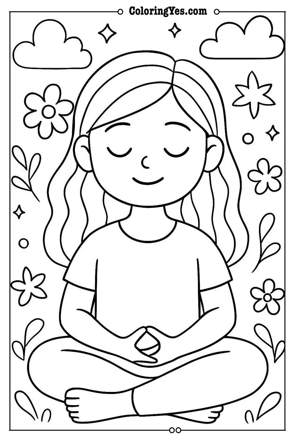meditation woman coloring page
