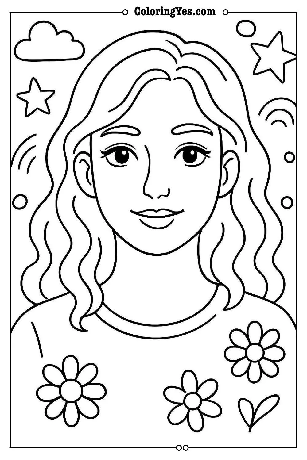 portrait woman coloring page
