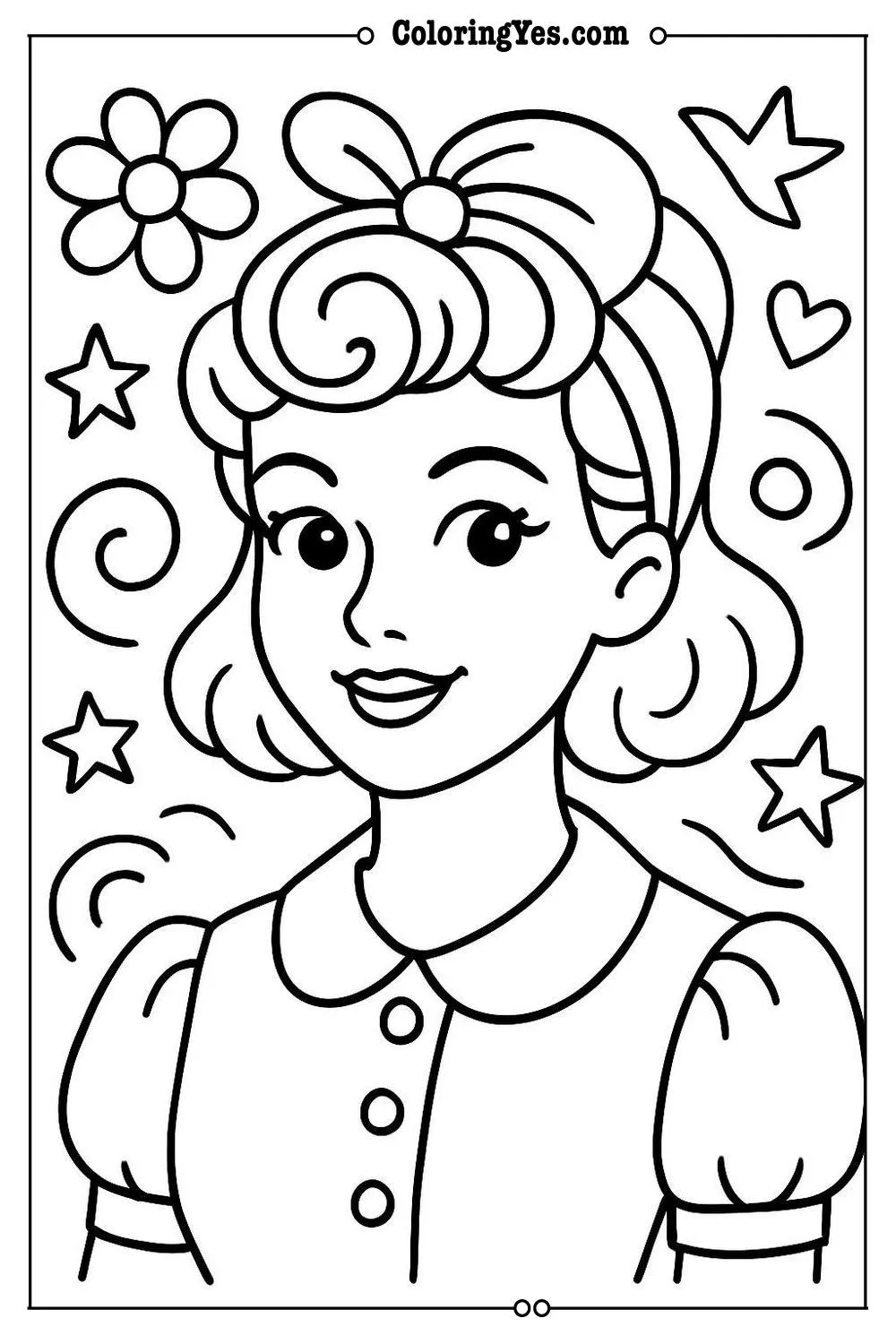 vintage woman coloring page