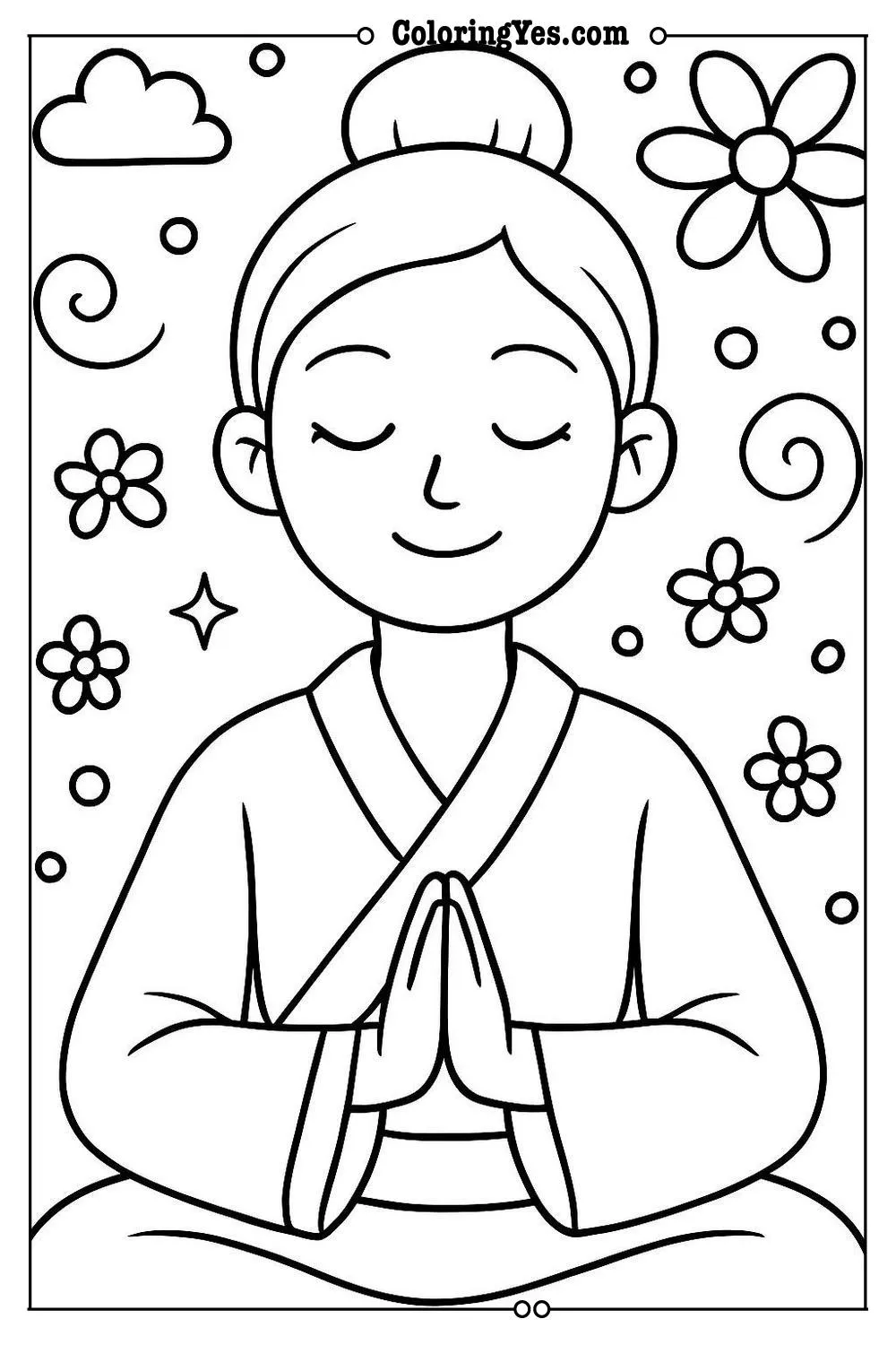 zen woman coloring page