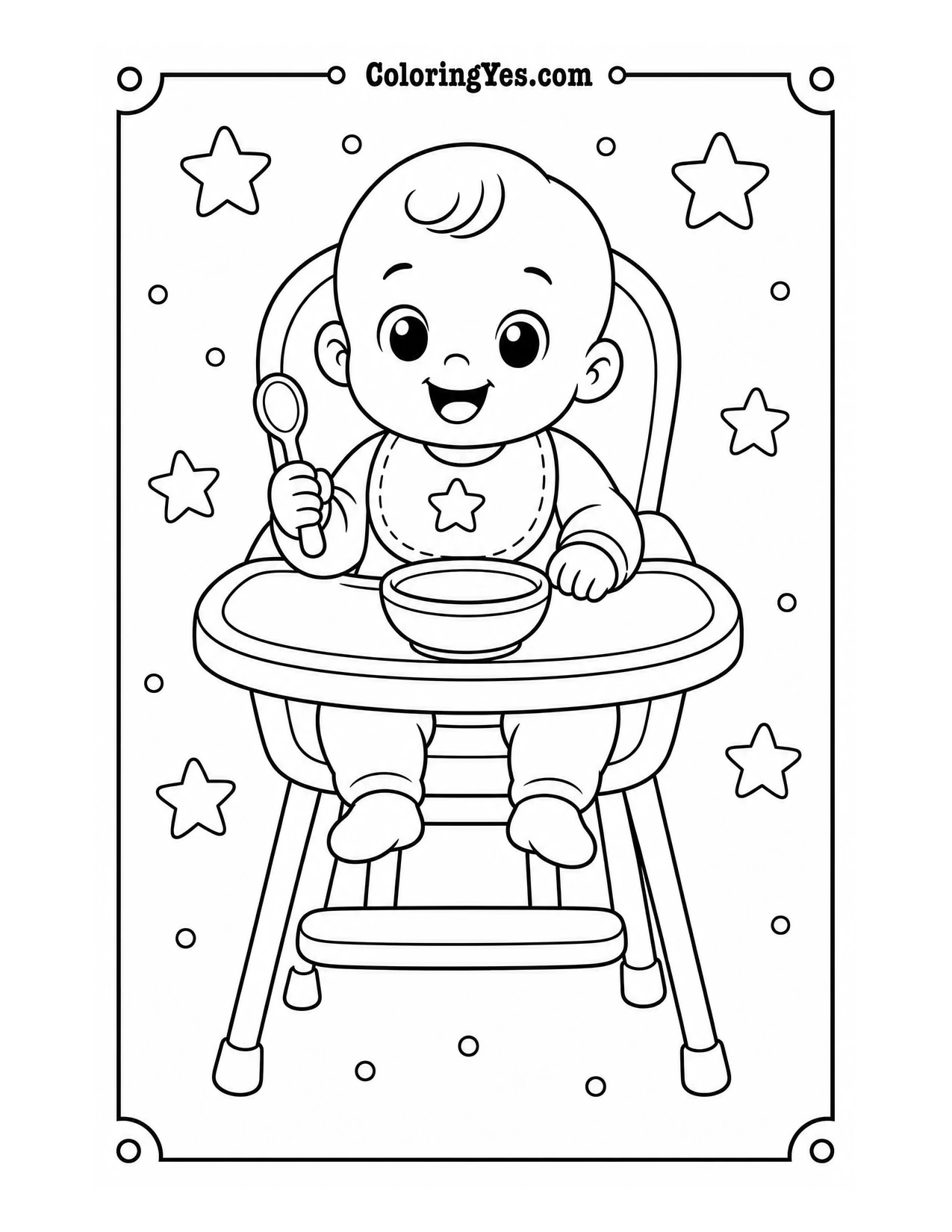 Baby high chair coloring page