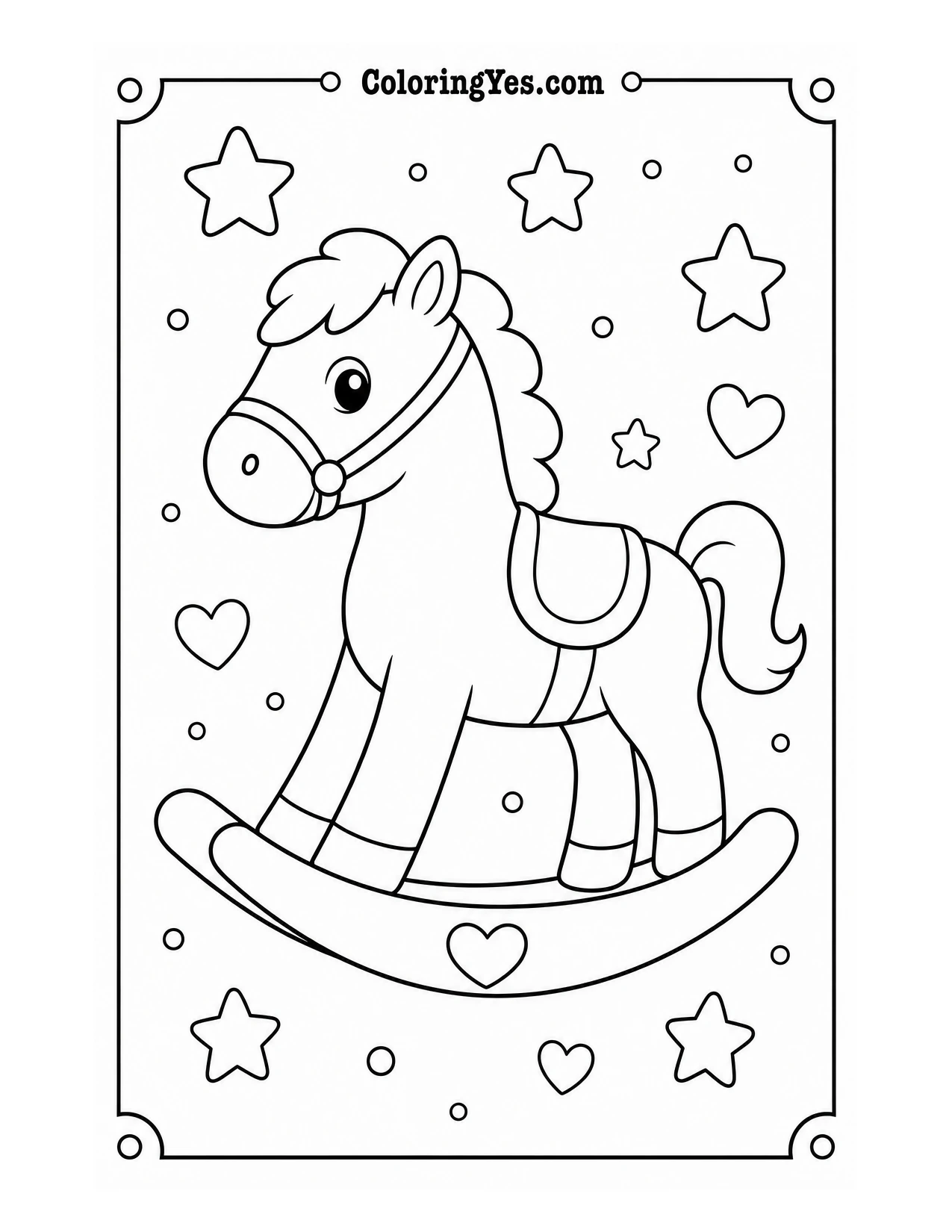 Baby rocking horse coloring page