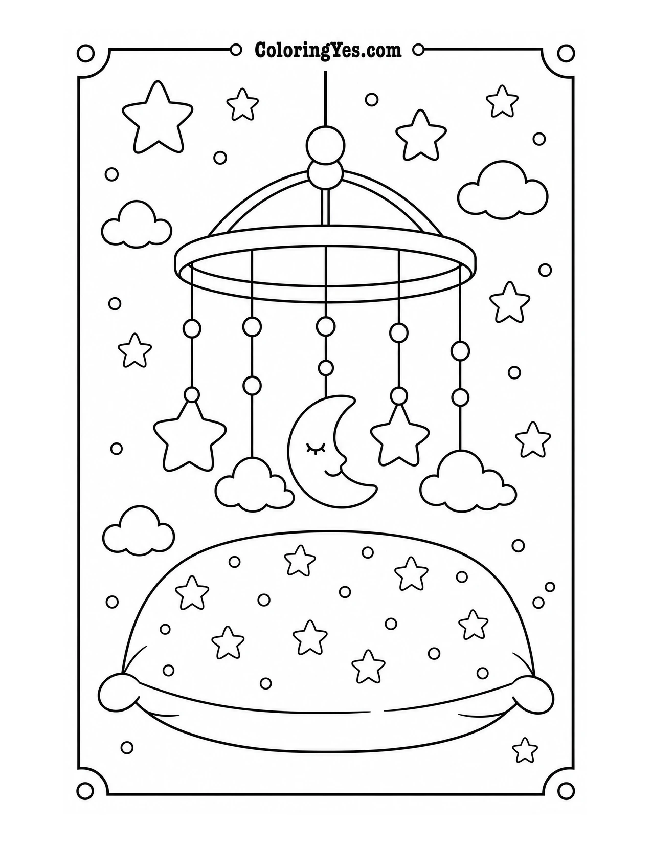Baby nursery mobile coloring page
