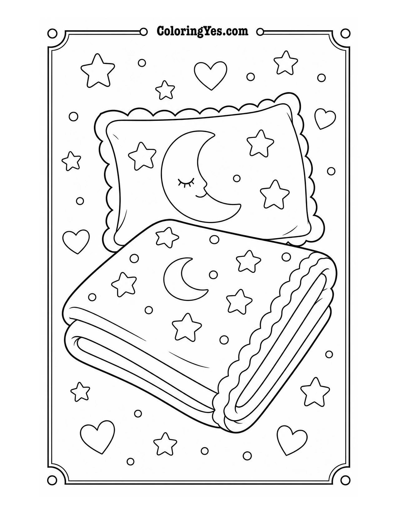 Baby blanket and pillow coloring page
