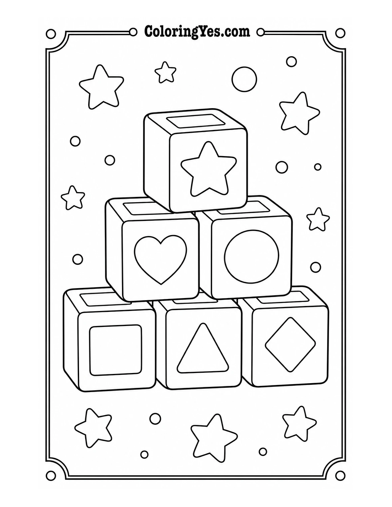 Baby toy blocks coloring page