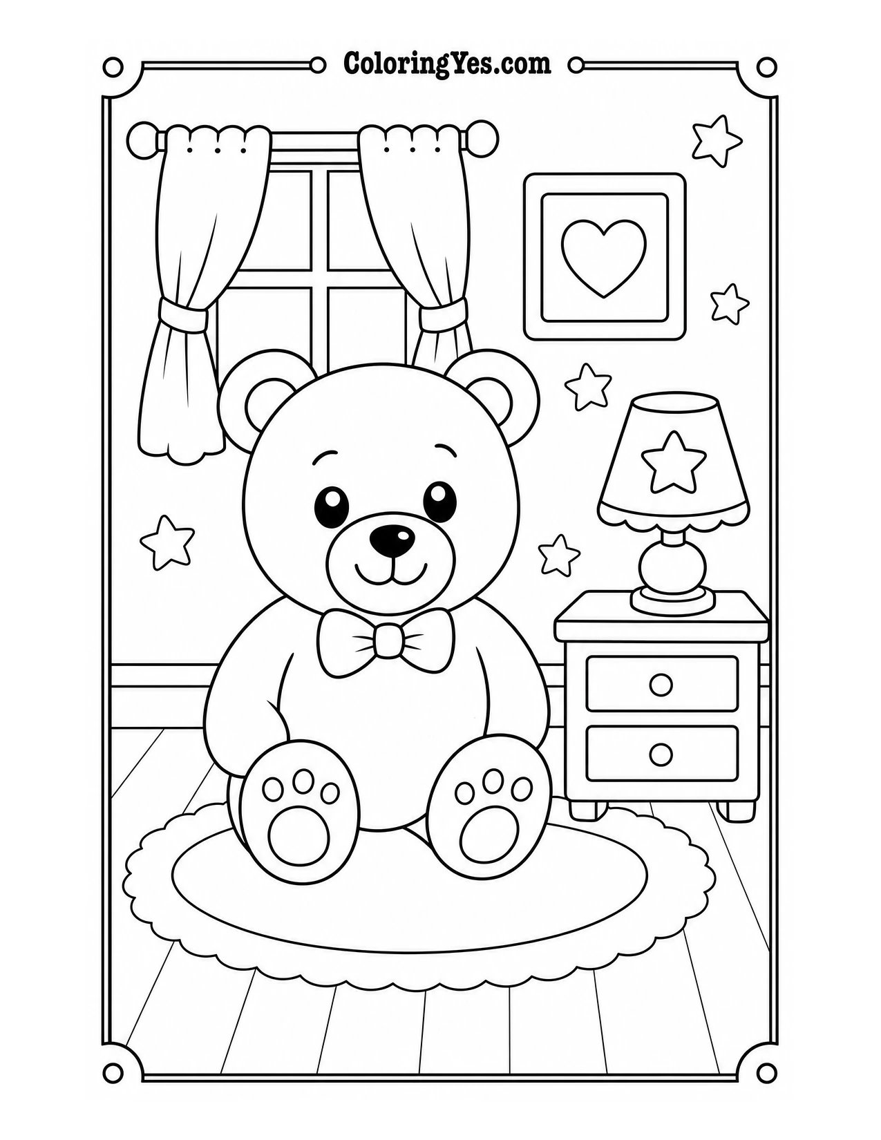 Baby bear nursery coloring page