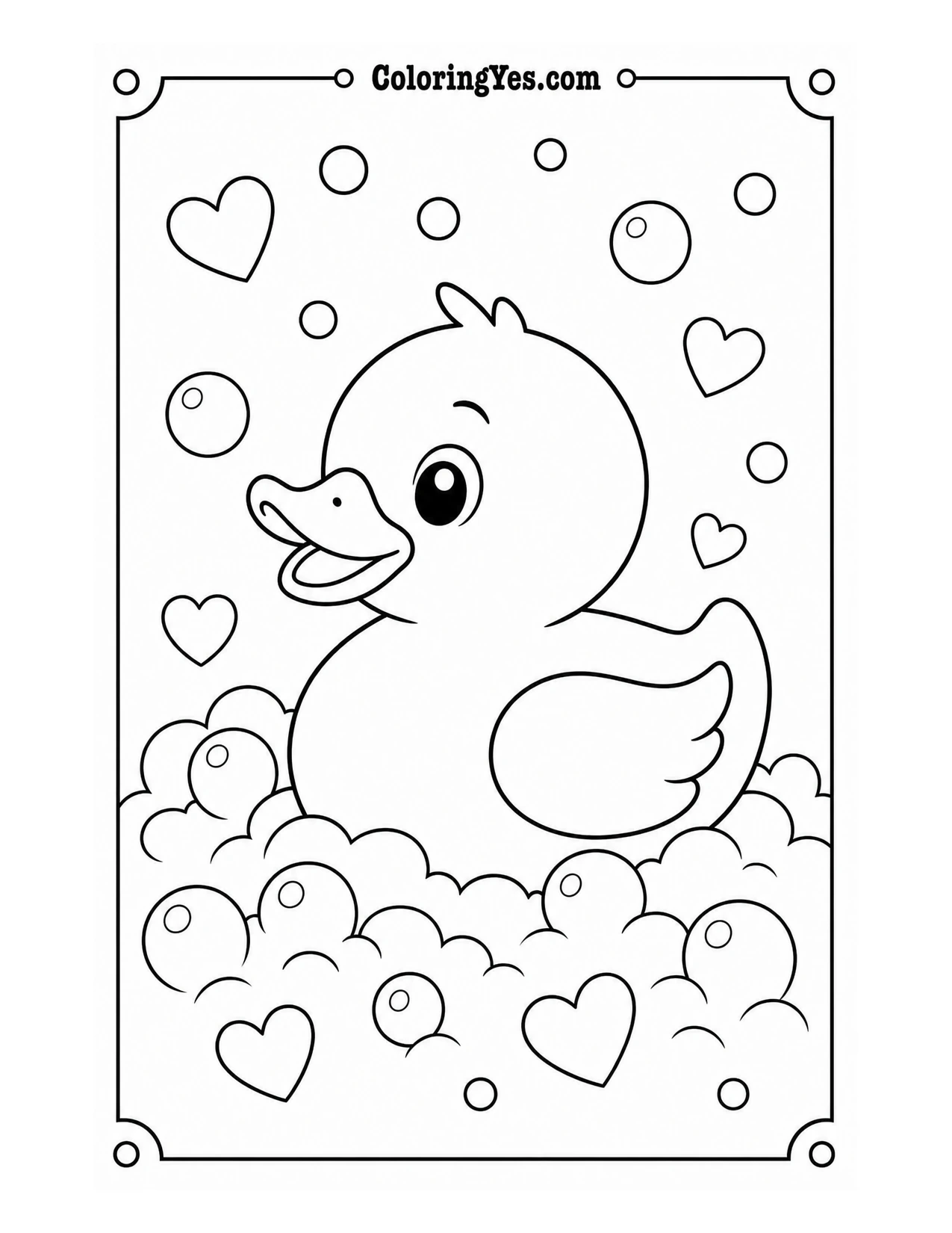 Baby duck bath toy coloring page