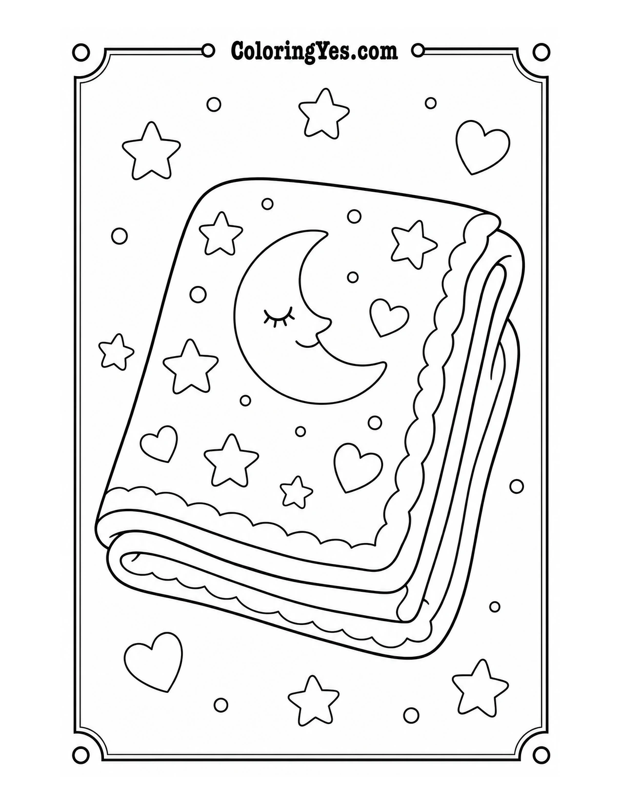 Baby blanket moon stars coloring page