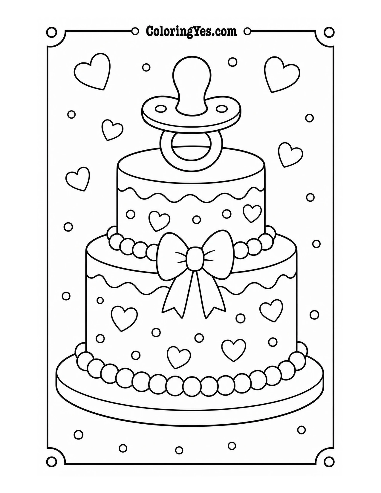 Baby shower cake coloring page