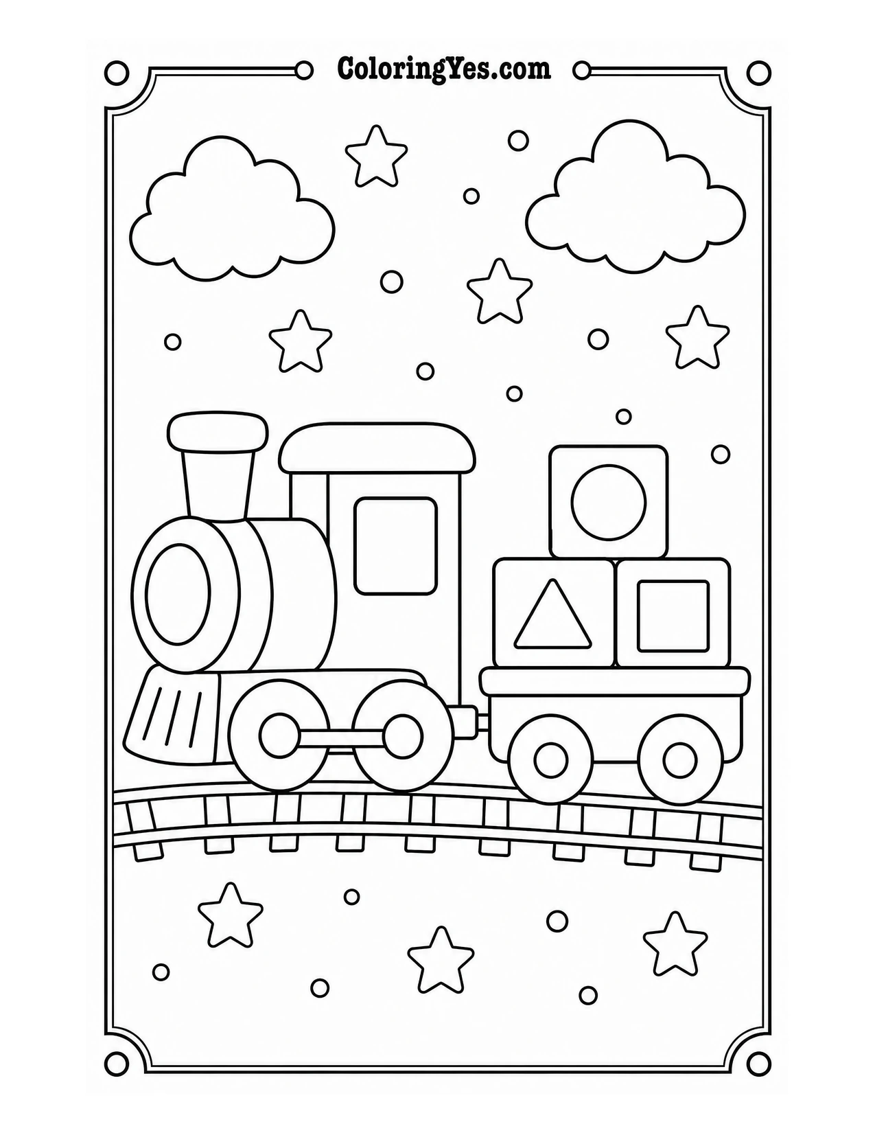 Baby toy train coloring page