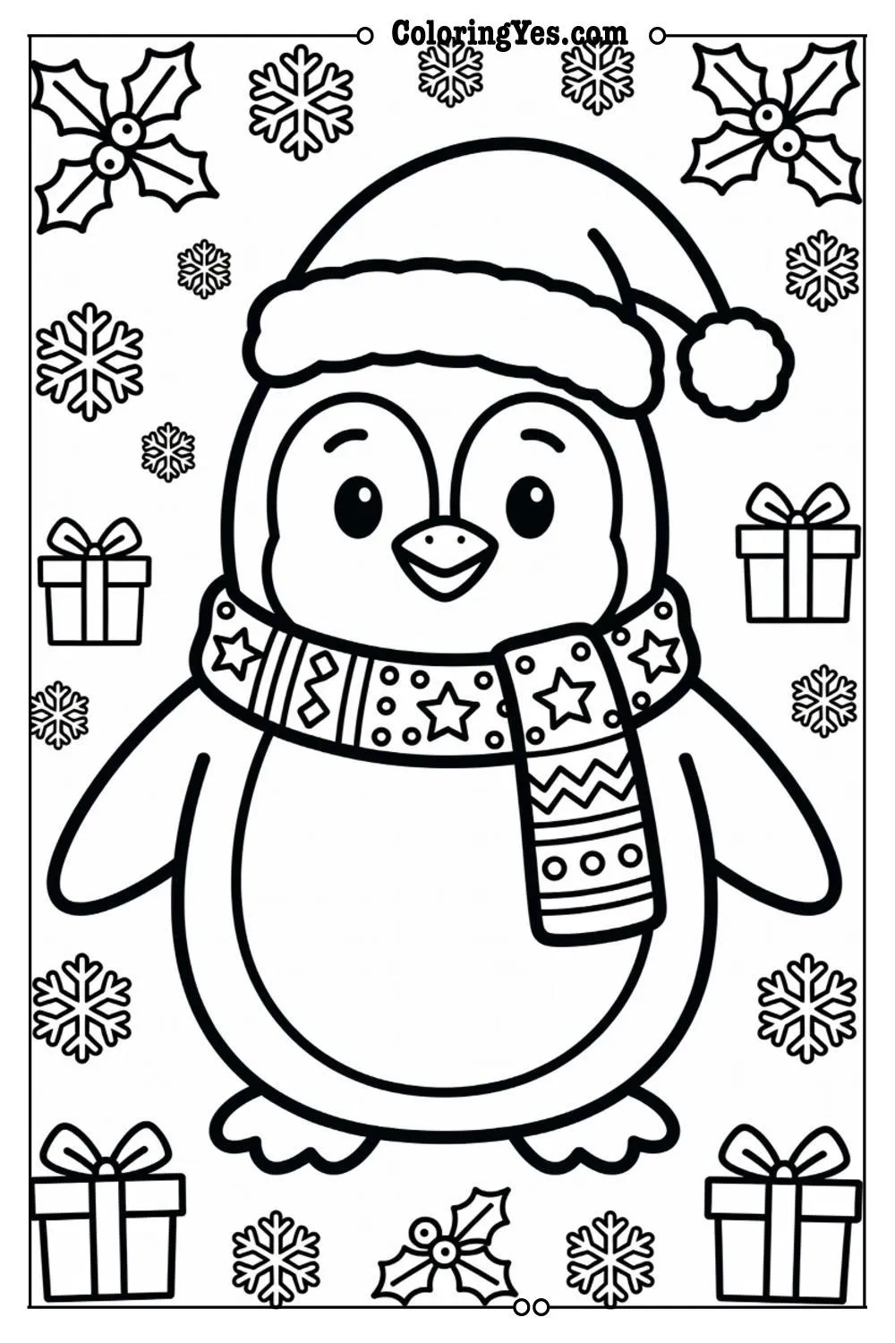 holiday penguin coloring pages