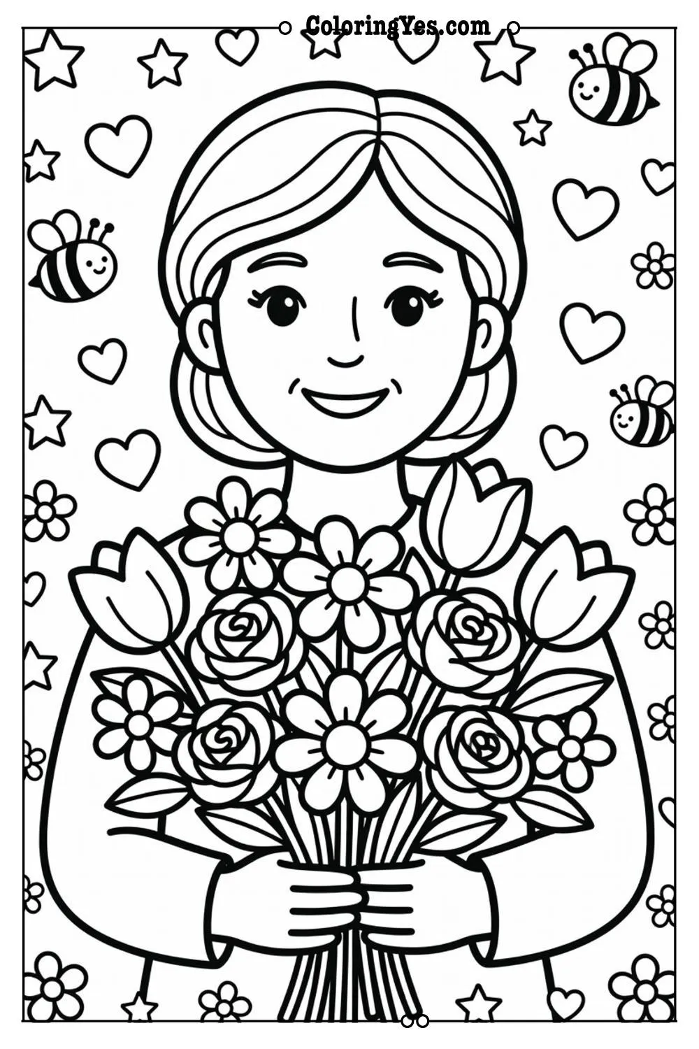 mother's day flowers coloring pages