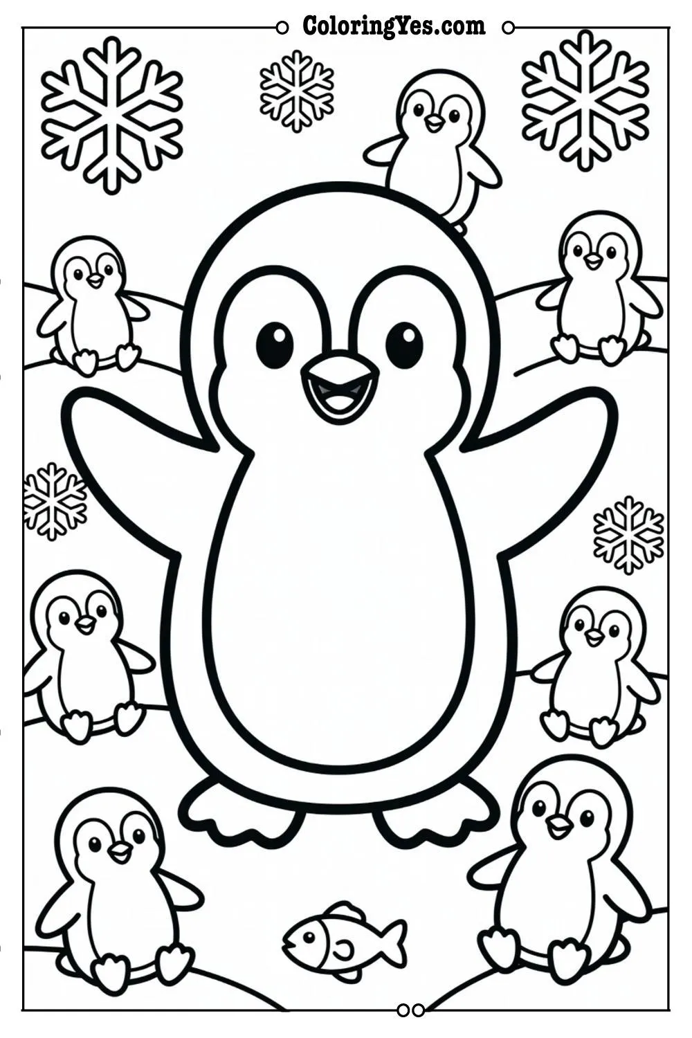 penguin family coloring pages