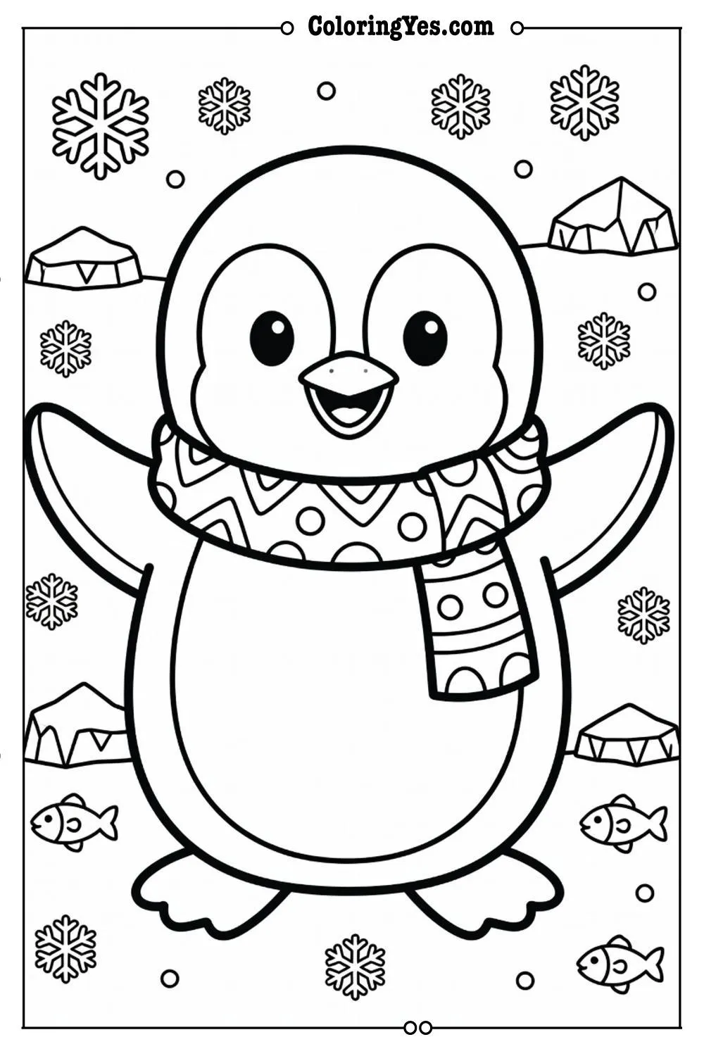 penguin outline coloring pages