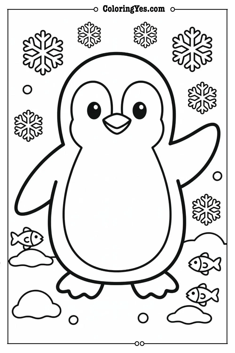 winter penguin coloring pages