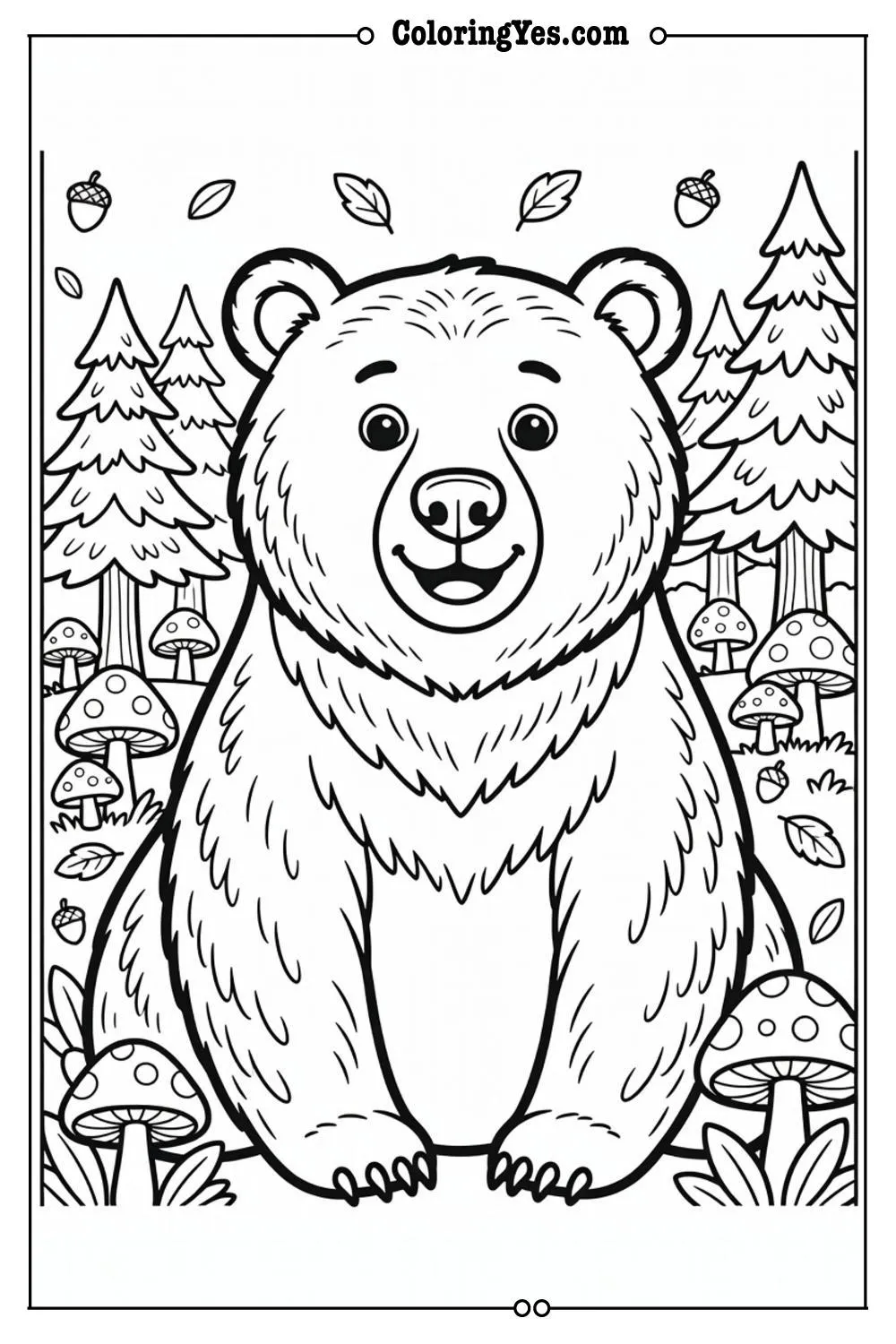 woodland bear coloring pages