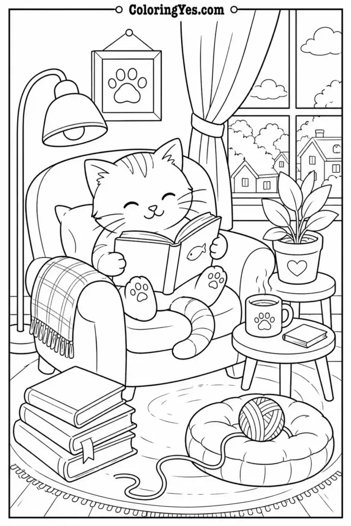 Cozy Cat Coloring Pages