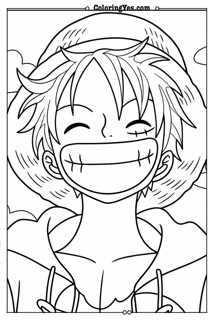 Luffy Smiling Widely.png-Coloringyes.com