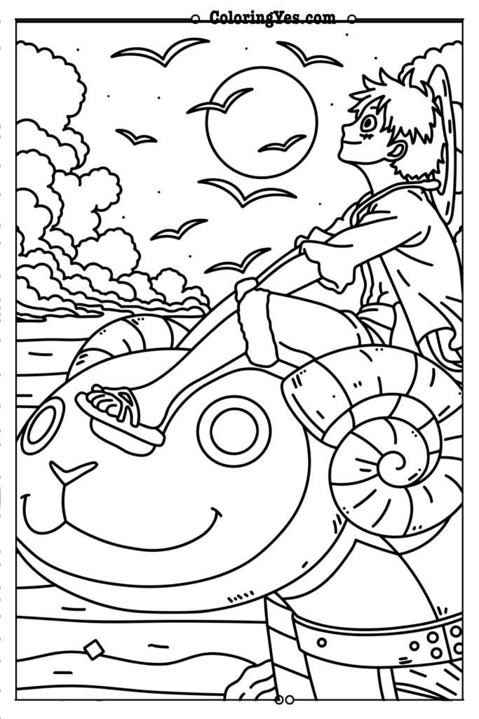Luffy on The Going Merry.png-Coloringyes.com