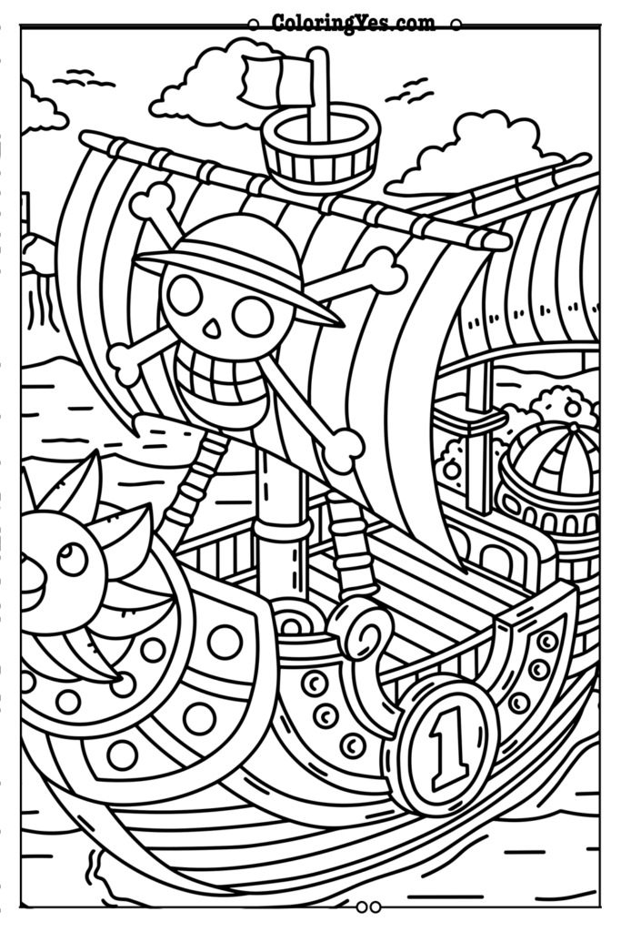 Thousand Sunny Ship.png-Coloringyes.com