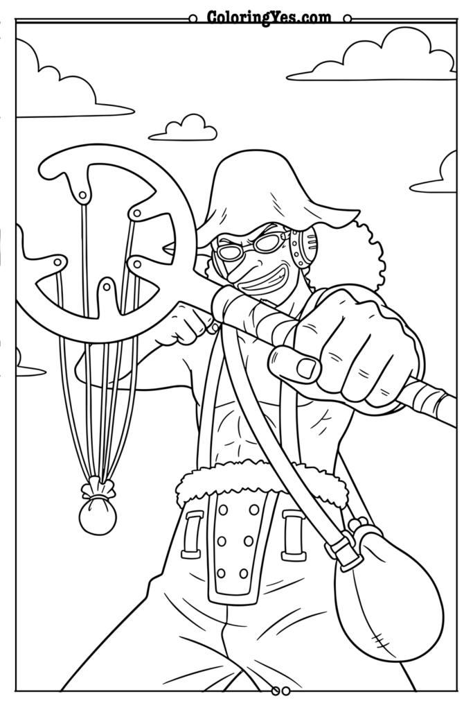 Usopp Aiming His Giant Slingshot.png-Coloringyes.com