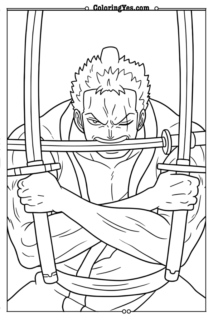 Zoro Three-sword Fighting Style.png-Coloringyes.com