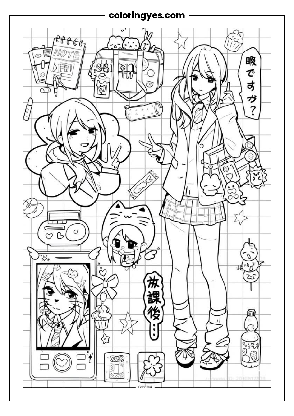 Anime Character Coloring Page: Free Printable for Creative Fans