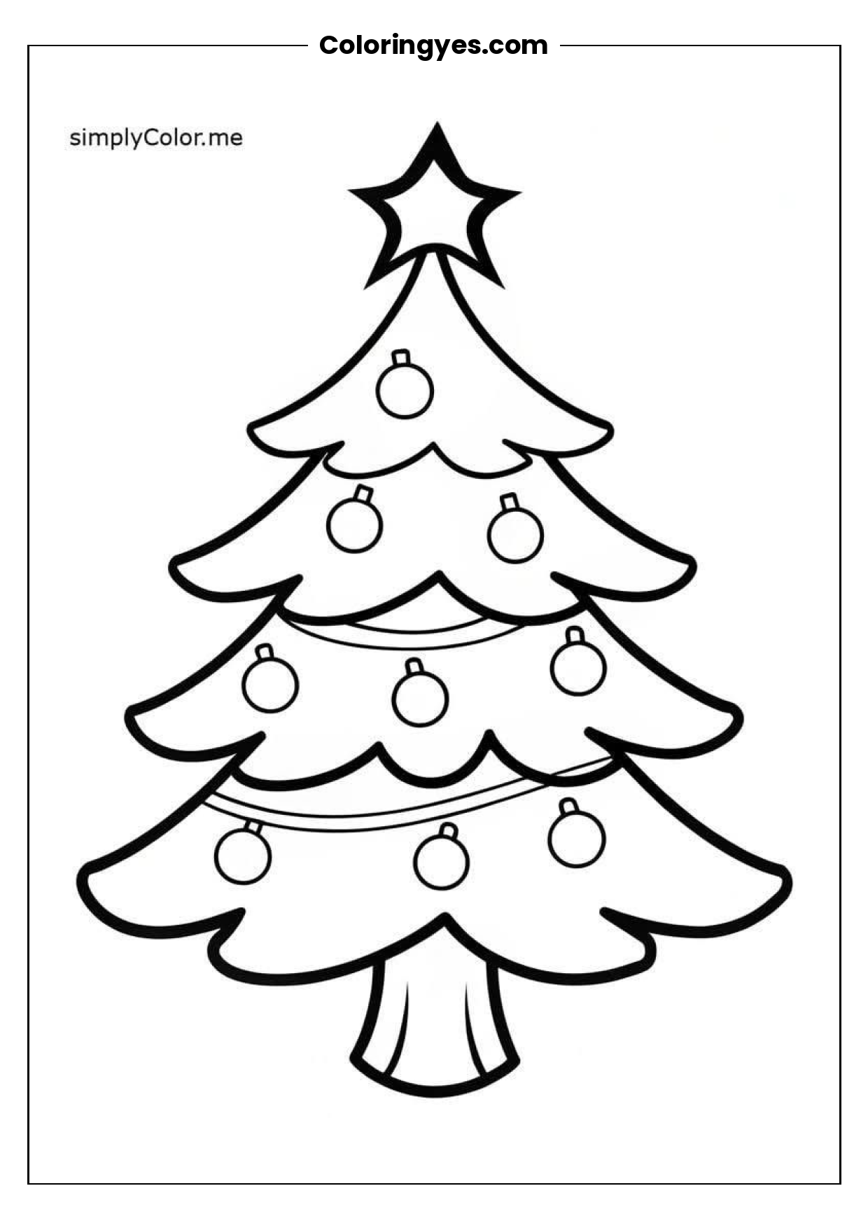 Christmas Tree with Ornaments Coloring Page