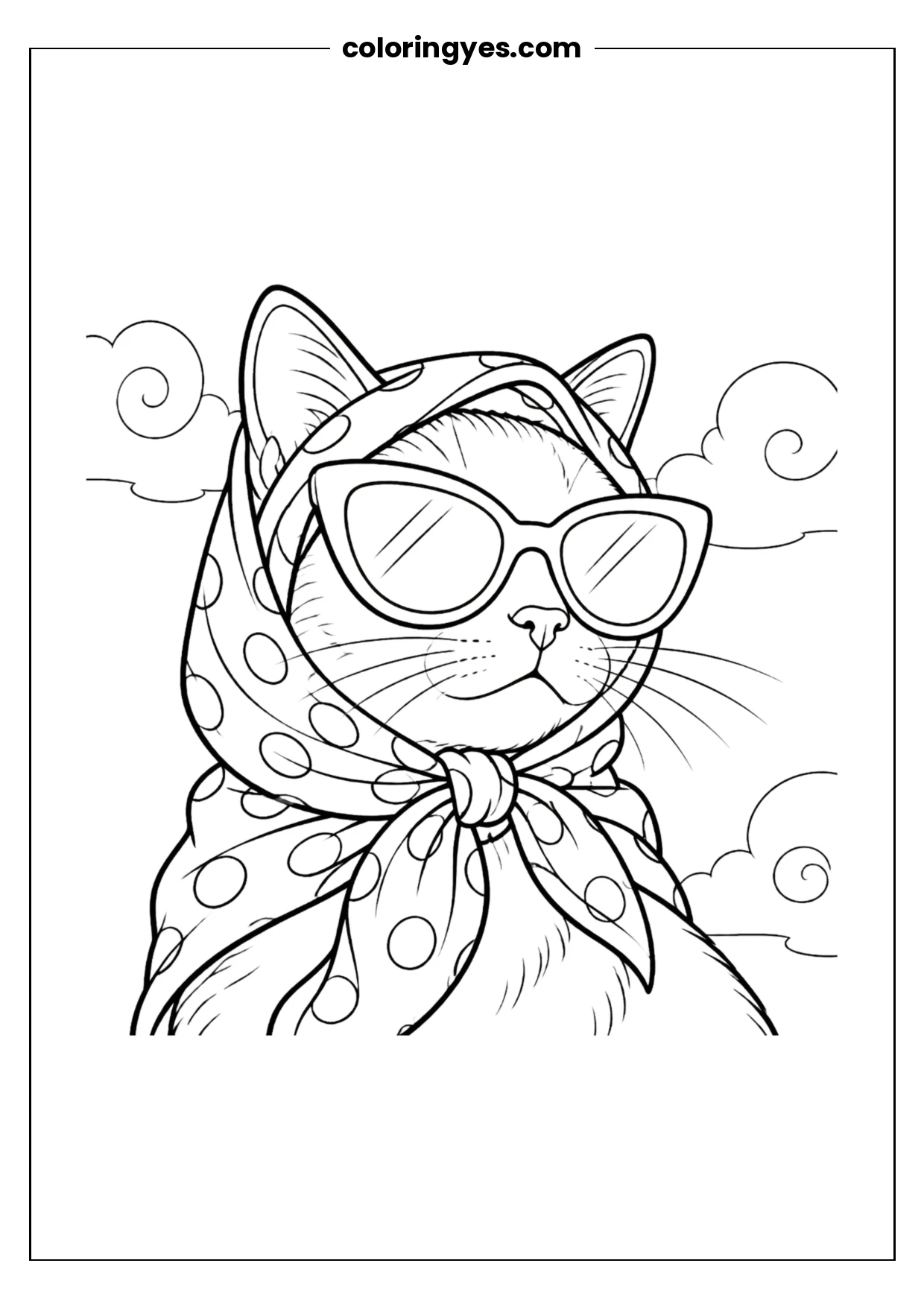 Cute Cat Coloring Page: A Bold, Relaxing Printable for