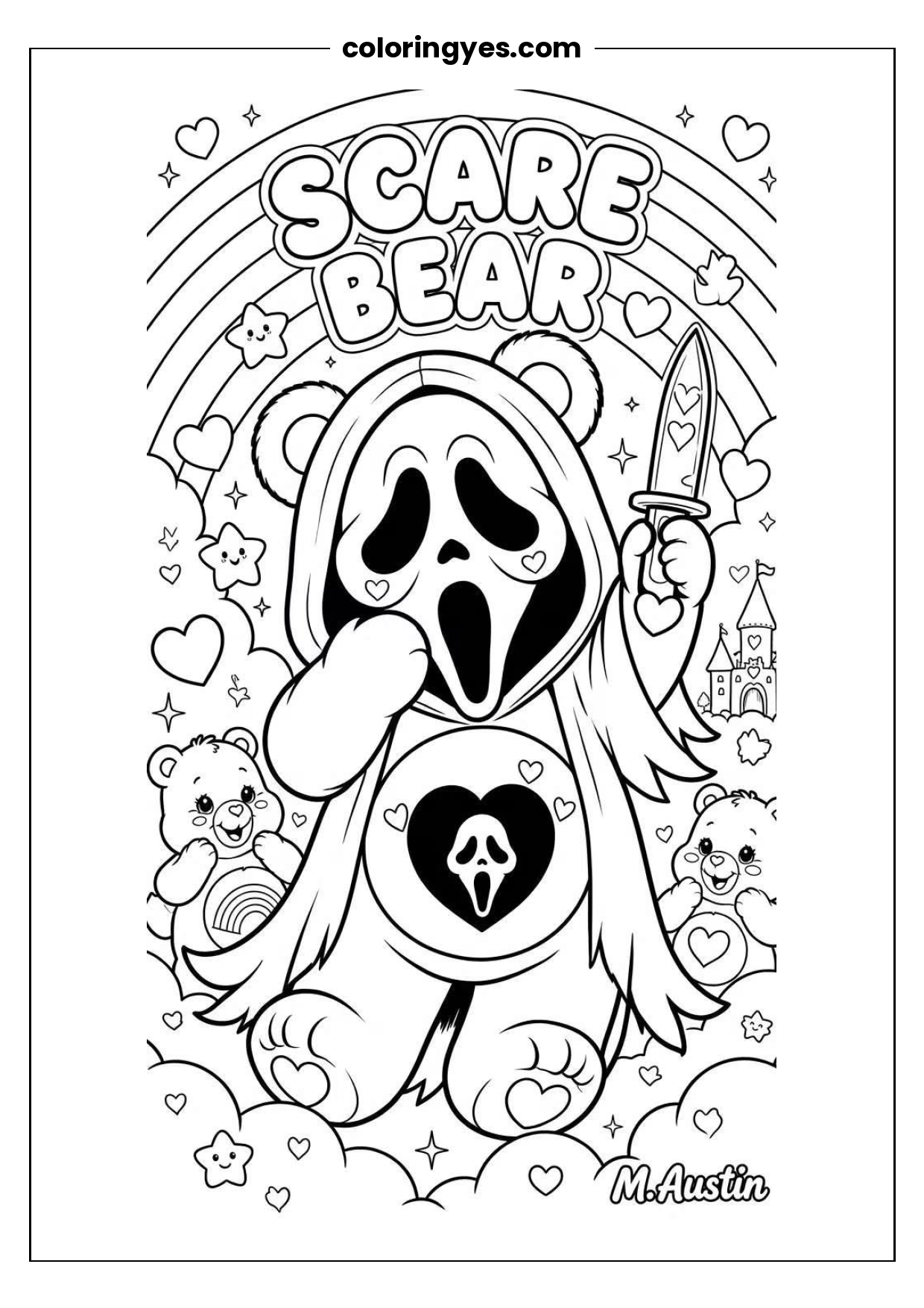 Free Black-and-White Cartoon Character Coloring Page