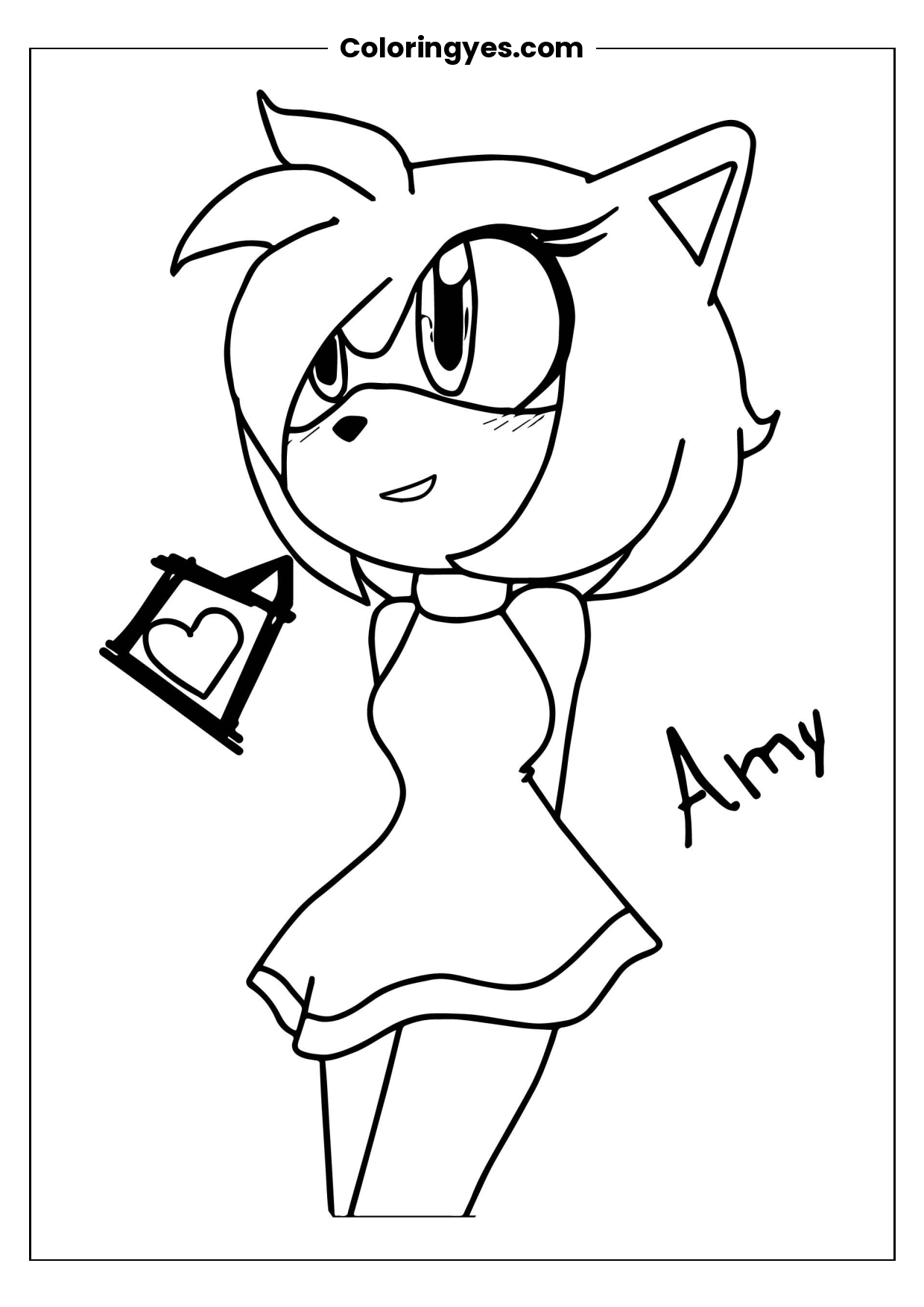 Free Printable Amy Rose Coloring Page | ColoringYes