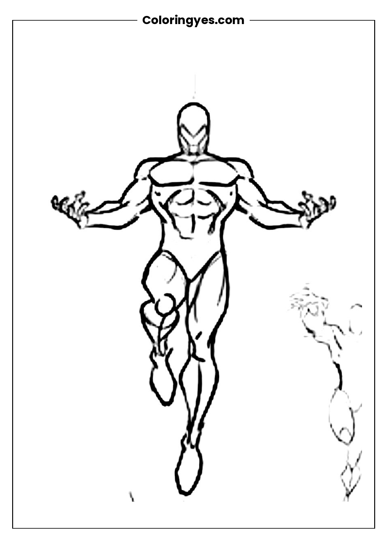 Free Printable Black-and-White Coloring Page: Man Running in the Air