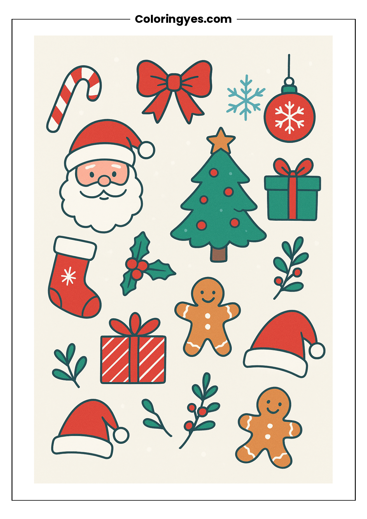 Free Printable Christmas Stickers Coloring Page