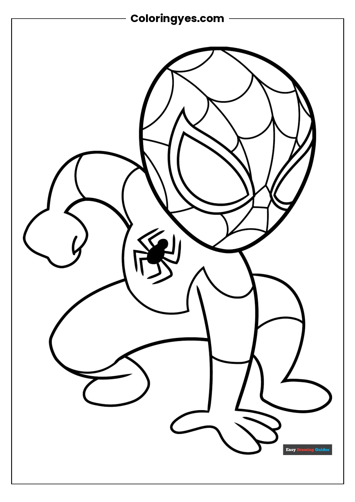 Free Printable Easy Cartoon Spider-Man Coloring Page