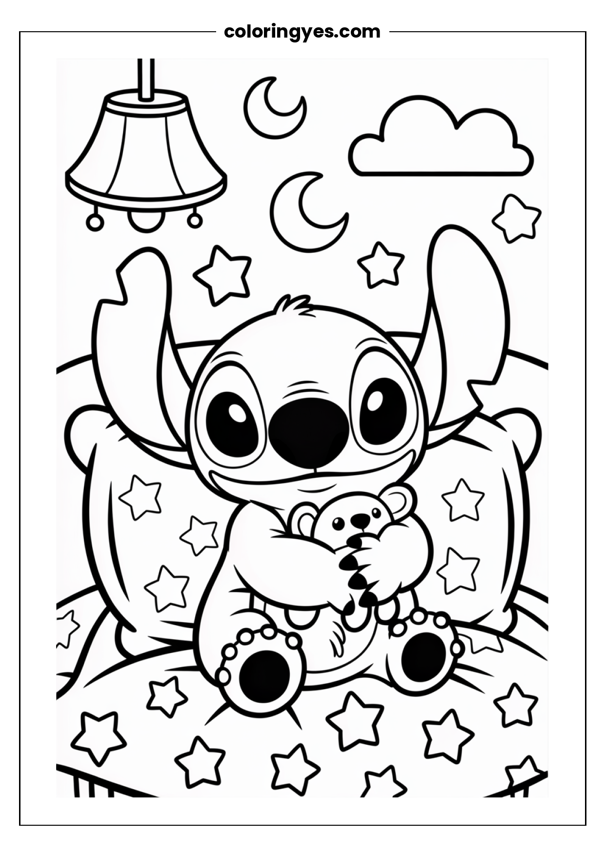 Free Printable Stitch Coloring Page for Kids and Adults