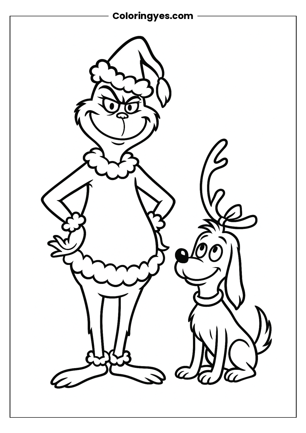Grinch With Max Coloring Page: Free Printable Holiday Fun