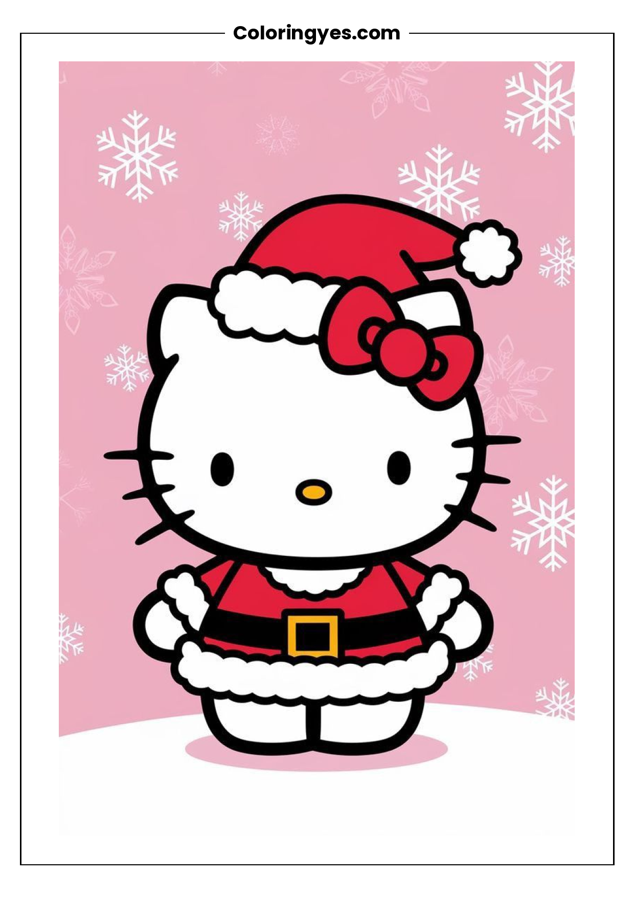 Hello Kitty Christmas Card Coloring Page: Free Printable
