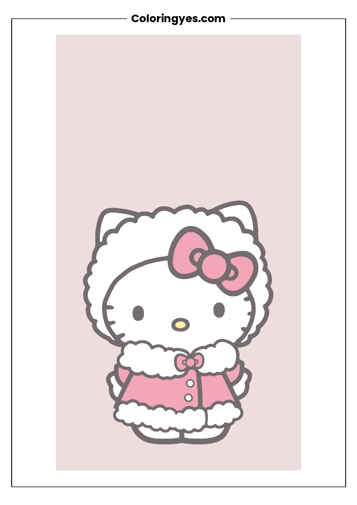 Hello Kitty Coquette Christmas Coloring Page