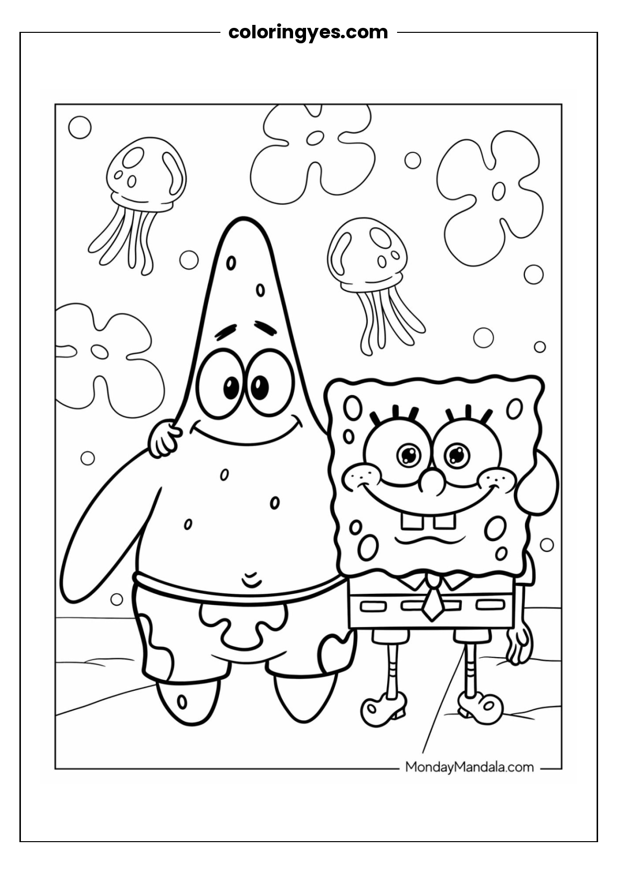 Patrick Star Coloring Page: Free Black-and-White Printable