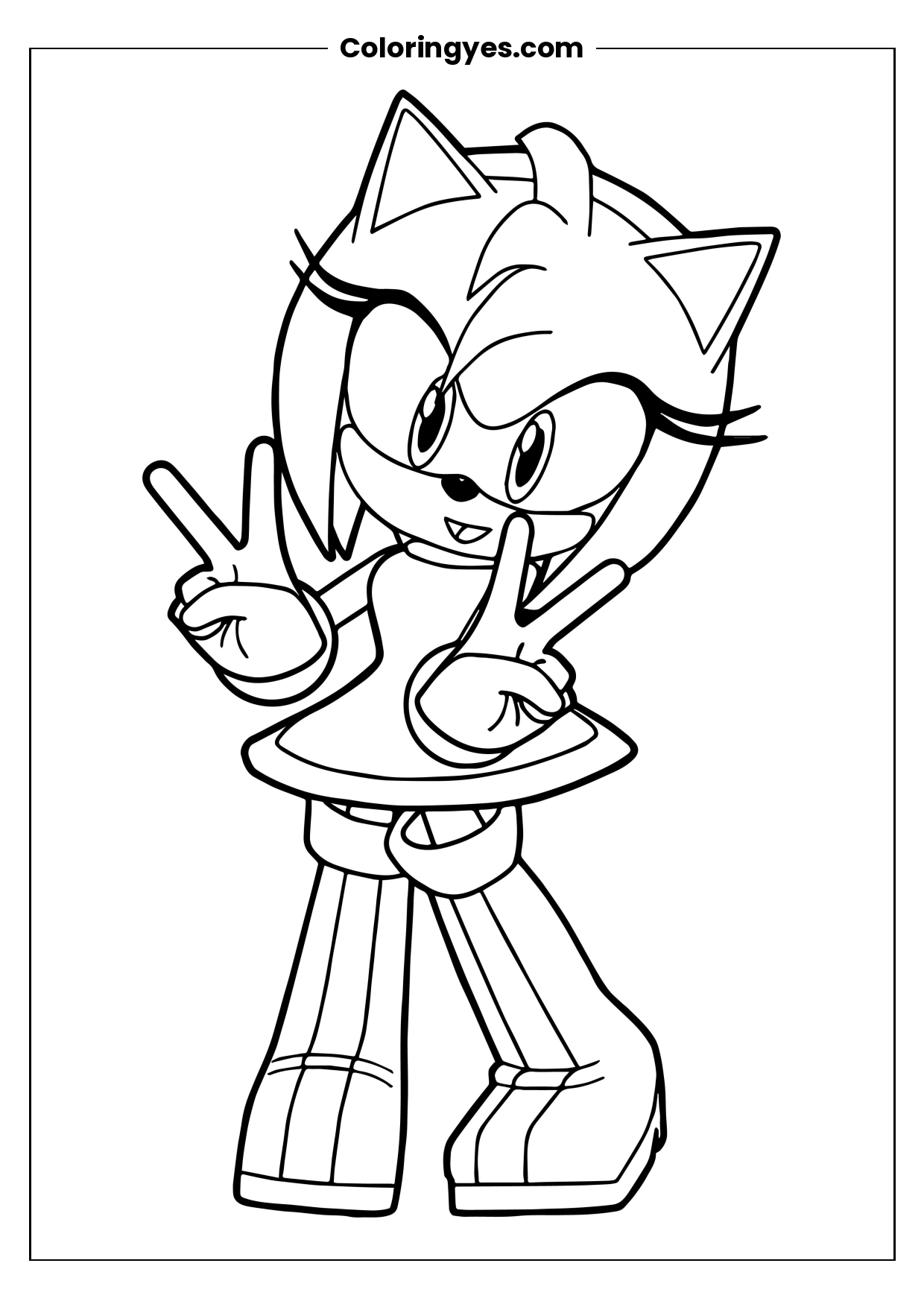 Pleasant Amy Rose Coloring Page: Free Printable PDF